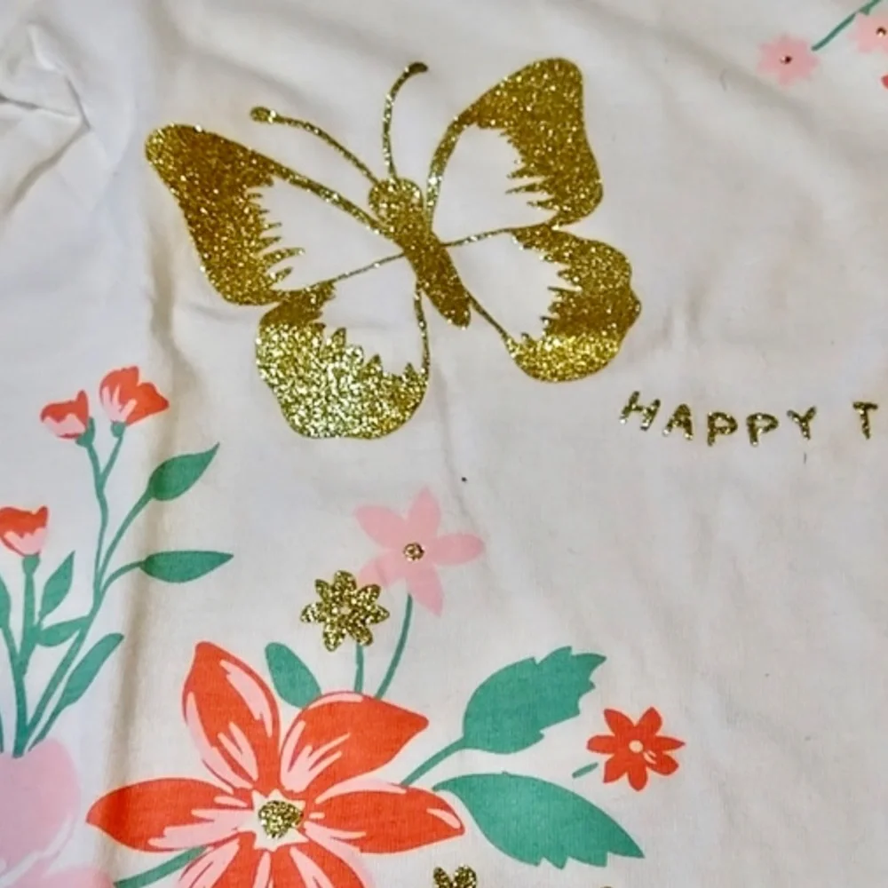 Carter's off white floral print shirt